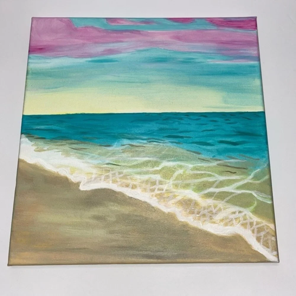 Original Acrylic Ocean Sunset Painting | Coastal Wall Art | By Carolyn Roses